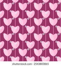 Seamless pattern with decorative hearts symbols of romantic love Valentine's Day vector illustration endless pattern for party, invitation, background design art 