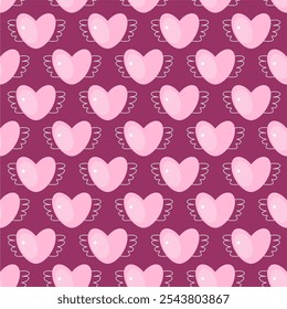 Seamless pattern with decorative hearts symbols of romantic love Valentine's Day vector illustration endless pattern for party, invitation, background design art 