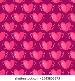 Seamless pattern with decorative hearts symbols of romantic love Valentine's Day vector illustration endless pattern for party, invitation, background design art 