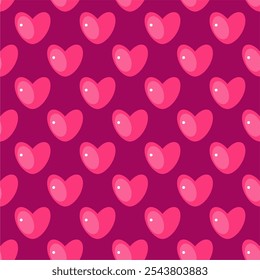 Seamless pattern with decorative hearts symbols of romantic love Valentine's Day vector illustration endless pattern for party, invitation, background design art 