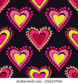 Seamless pattern with decorative hearts. Valentine's day. Vector illustration. Can be used for wallpaper, textile, invitation card, wrapping, web page background.