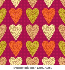 Seamless pattern with decorative hearts. Valentine's day. Vector illustration. Can be used for wallpaper, textile, invitation card, web page background.