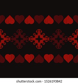 Seamless pattern of decorative hearts. Valentine's day. Illustration for web design or print.