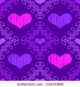 Seamless pattern of decorative hearts. Valentine's day. Illustration for web design or print.