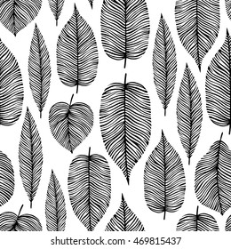 Seamless pattern with decorative leaves. Design for card, print, wallpaper.