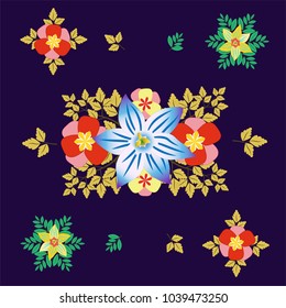 Seamless pattern with decorative leaves. Floral ornament  on ultraviolet background. Vector illustration.