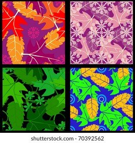 Seamless pattern from decorative leaves, florets and curls