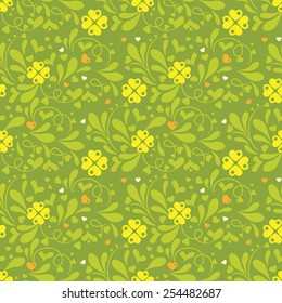seamless pattern with decorative leaves and flowers
