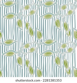 Seamless pattern with decorative leaves. Hand drawn exotic botanical texture. Sketch jungle leaf seamless wallpaper. Vector floral background. Design for fabric, textile print, wrapping, cover