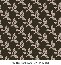 Patrón sin foco con hojas decorativas. Textura botánica exótica dibujada a mano. Esbozar papel tapiz sin fisuras de la hoja de la jungla. Fondo vectorial floral. Diseño para tela, impresión textil, envoltura, cubierta