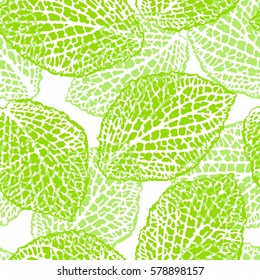 Seamless pattern with decorative leaves. Natural detailed illustration.