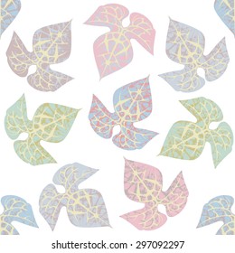 Seamless Pattern with decorative leaves on white background.
Abstract seamless pattern for your designs.
Template can be used for wallpaper, background and textile.