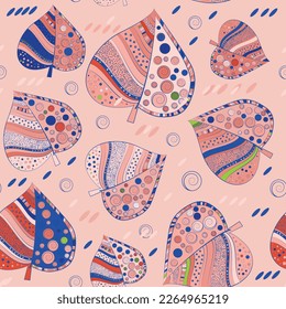 Seamless pattern with decorative leaves. Vector file for designs.