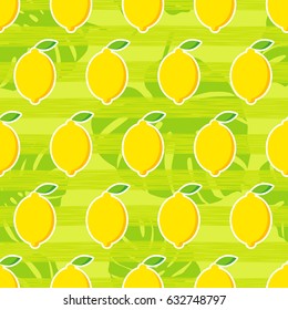 Seamless pattern with decorative lemons. Tropical fruits.

