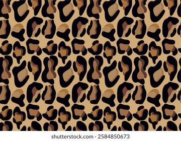 Seamless pattern with decorative leopard skin spots. Animal textile print. Vector illustration.