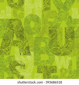 Seamless pattern with decorative letters. Modern vector background 