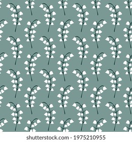 Seamless pattern with decorative lily of valley flowers