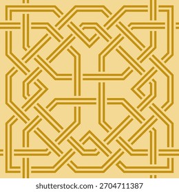 Nahtloses Muster mit dekorativer Linienkunst und einem endlosen geometrischen Knotenwerkhintergrund.