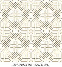Seamless pattern with decorative line art and an endless geometric knotwork background.