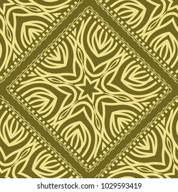 Seamless pattern with decorative mandala ornament. Hand drawn vector illustration. For fashion design, print