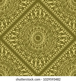 Seamless pattern with decorative mandala ornament. Hand drawn vector illustration. For fashion design, print