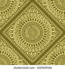 Seamless pattern with decorative mandala ornament. Hand drawn vector illustration. For fashion design, print