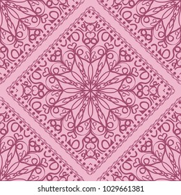 Seamless pattern with decorative mandala ornament. Hand drawn vector illustration. For fashion design, print