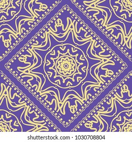Seamless pattern with decorative mandala ornament. Hand drawn vector illustration. For fashion design, print