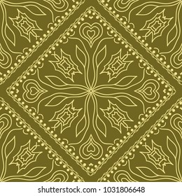 Seamless pattern with decorative mandala ornament. Hand drawn vector illustration. For fashion design, print