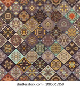 Seamless pattern with decorative mandalas. Vintage mandala elements