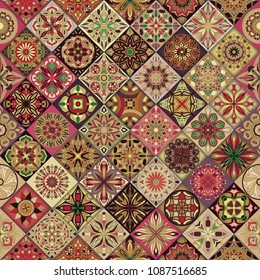 Seamless pattern with decorative mandalas. Vintage mandala elements