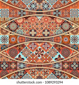 Seamless pattern with decorative mandalas. Vintage mandala elements