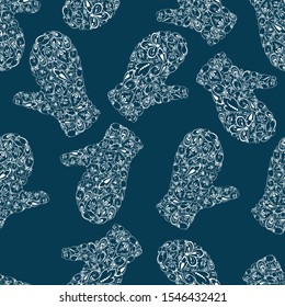 Seamless pattern of decorative mittens
