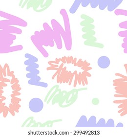 Seamless  pattern of decorative motif, doodles, scribbles, ellipses. Hand drawn.
