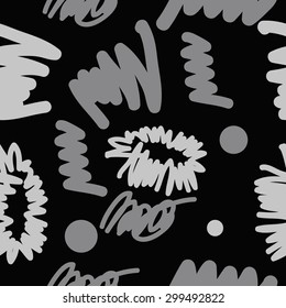 Seamless  pattern of decorative motif, doodles, scribbles, ellipses. Hand drawn.