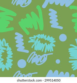 Seamless  pattern of decorative motif, doodles, scribbles, ellipses. Hand drawn.
