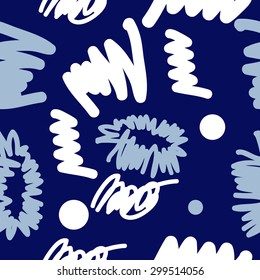 Seamless  pattern of decorative motif, doodles, scribbles, ellipses. Hand drawn.
