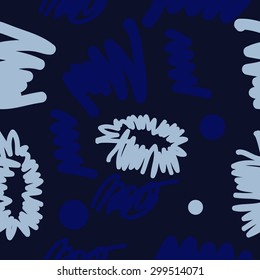 Seamless  pattern of decorative motif, doodles, scribbles, ellipses. Hand drawn.