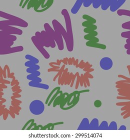 Seamless  pattern of decorative motif, doodles, scribbles, ellipses. Hand drawn.
