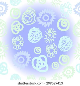 Seamless  pattern of decorative motif, doodles, scribbles, ellipses, spirals. Hand drawn.