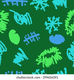 Seamless  pattern of decorative motif, doodles, stripes, spots. Hand drawn.