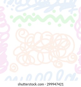 Seamless  pattern of decorative motif, doodles, scribbles, ellipses. Hand drawn.