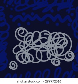 Seamless  pattern of decorative motif, doodles, scribbles, ellipses. Hand drawn.