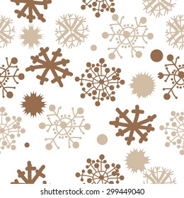 Seamless  pattern of decorative motif, doodles,snowflakes, stars, ellipses. Hand drawn, winter theme.