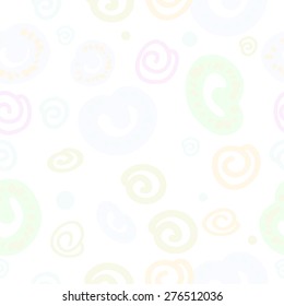 Seamless pattern of decorative motif, hole, ellipse, spirals. Handmade.