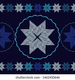 Seamless pattern with Decorative Norwegian Snowflakes. Merry Christmas! Vector illustration. Can be used for wallpaper, textile, invitation card, wrapping, web page background.