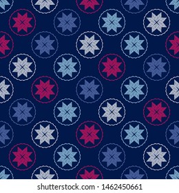 Seamless pattern with Decorative Norwegian Snowflakes. Merry Christmas! Vector illustration. Can be used for wallpaper, textile, invitation card, wrapping, web page background.