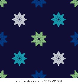 Seamless pattern with Decorative Norwegian Snowflakes. Merry Christmas! Vector illustration. Can be used for wallpaper, textile, invitation card, wrapping, web page background.