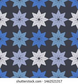 Seamless pattern with Decorative Norwegian Snowflakes. Merry Christmas! Vector illustration. Can be used for wallpaper, textile, invitation card, wrapping, web page background.