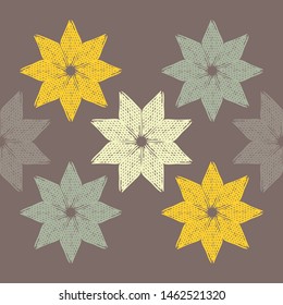 Seamless pattern with Decorative Norwegian Snowflakes. Merry Christmas! Vector illustration. Can be used for wallpaper, textile, invitation card, wrapping, web page background.